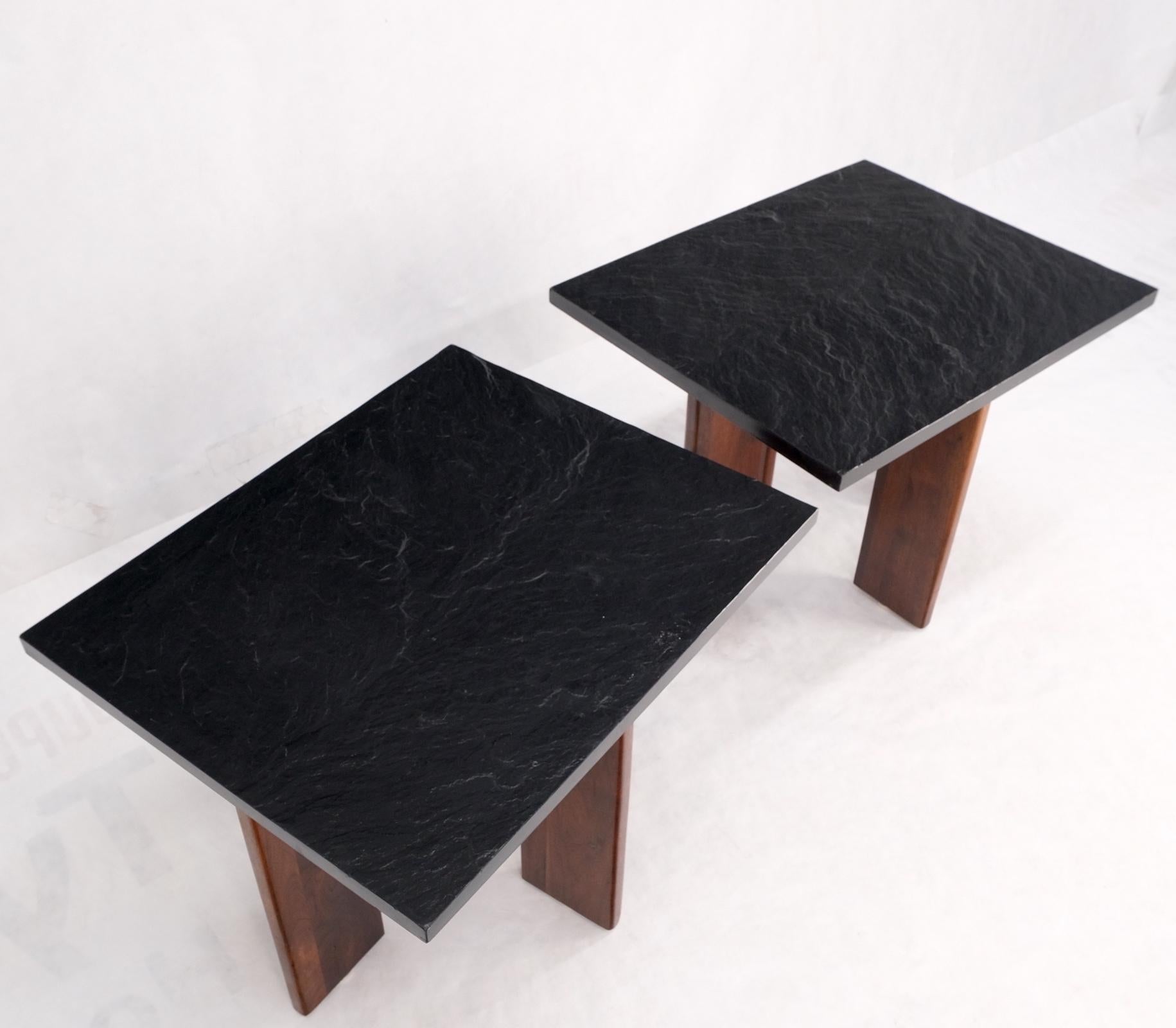 Adrian Pearsall Rectangle Slate Top Oiled Walnut Bases End Stands Side Tables  1