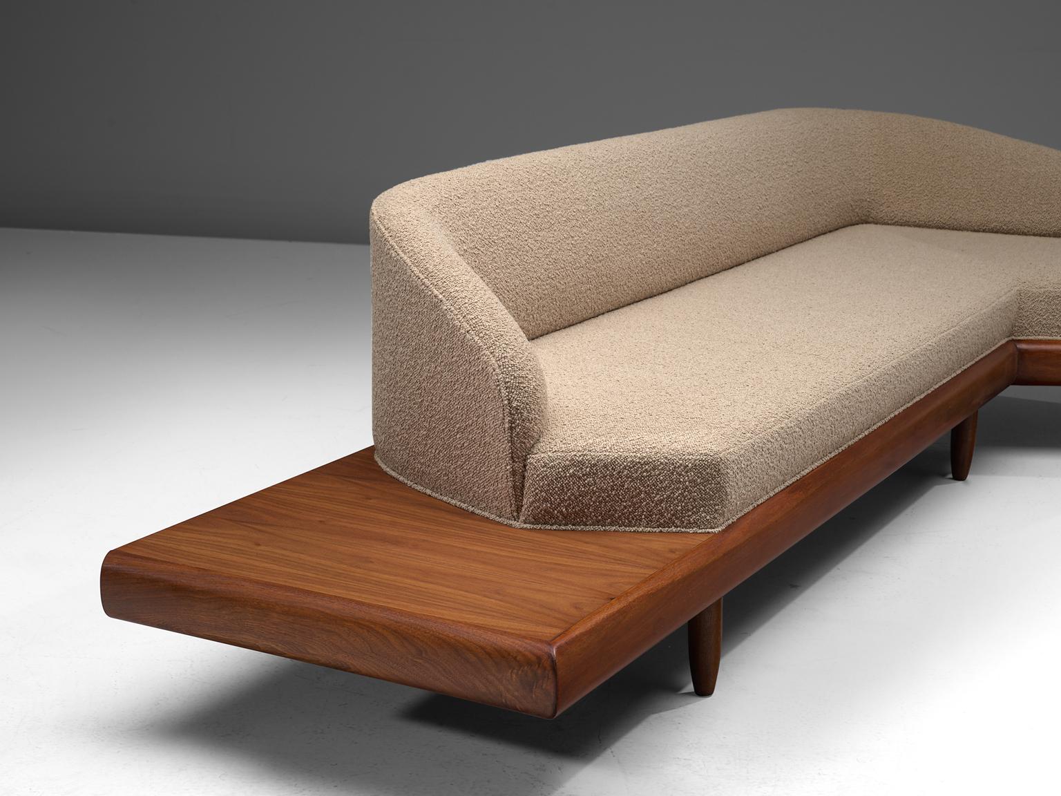 Fabric Adrian Pearsall Reupholstered Beige Boomerang Sofa