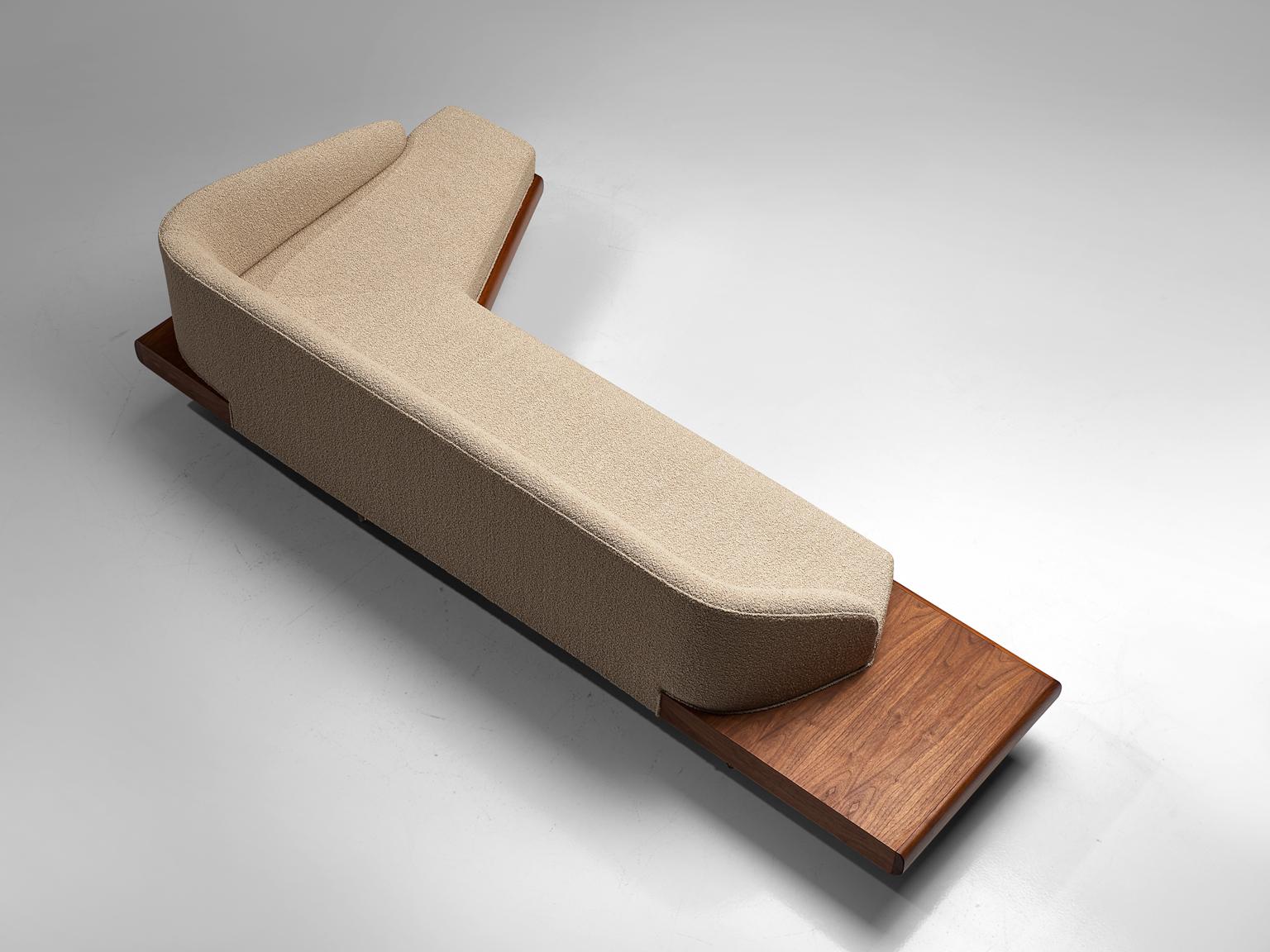 American Adrian Pearsall Reupholstered Beige Boomerang Sofa