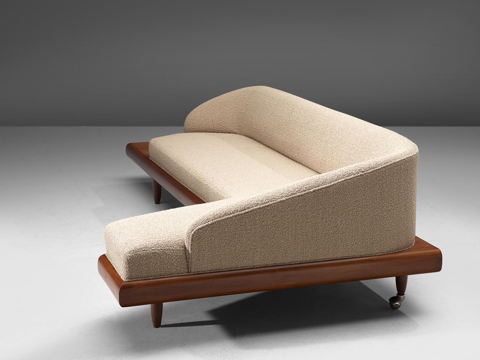 Adrian Pearsall Reupholstered Beige Boomerang Sofa In Excellent Condition In Waalwijk, NL