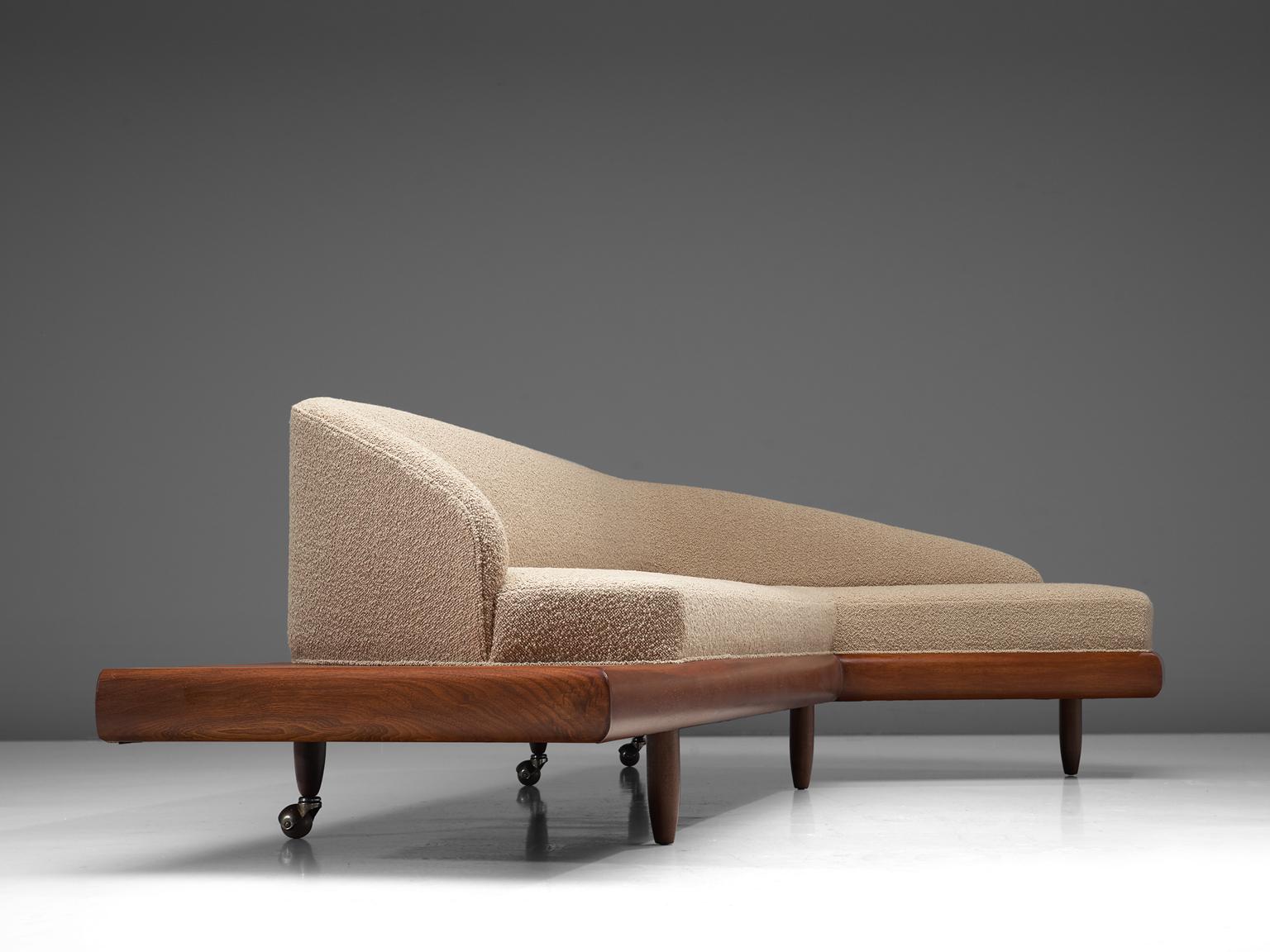 Mid-20th Century Adrian Pearsall Reupholstered Beige Boomerang Sofa