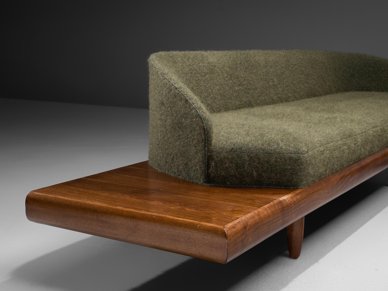 Fabric Adrian Pearsall Reupholstered Moss Green Boomerang Sofa
