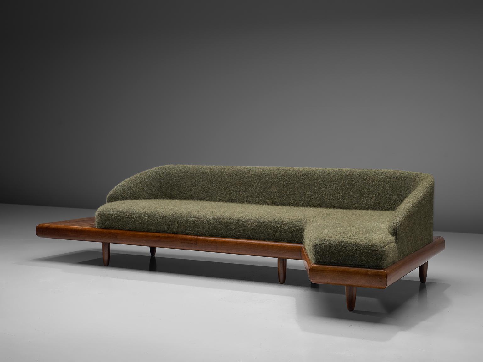 American Adrian Pearsall Reupholstered Moss Green Boomerang Sofa