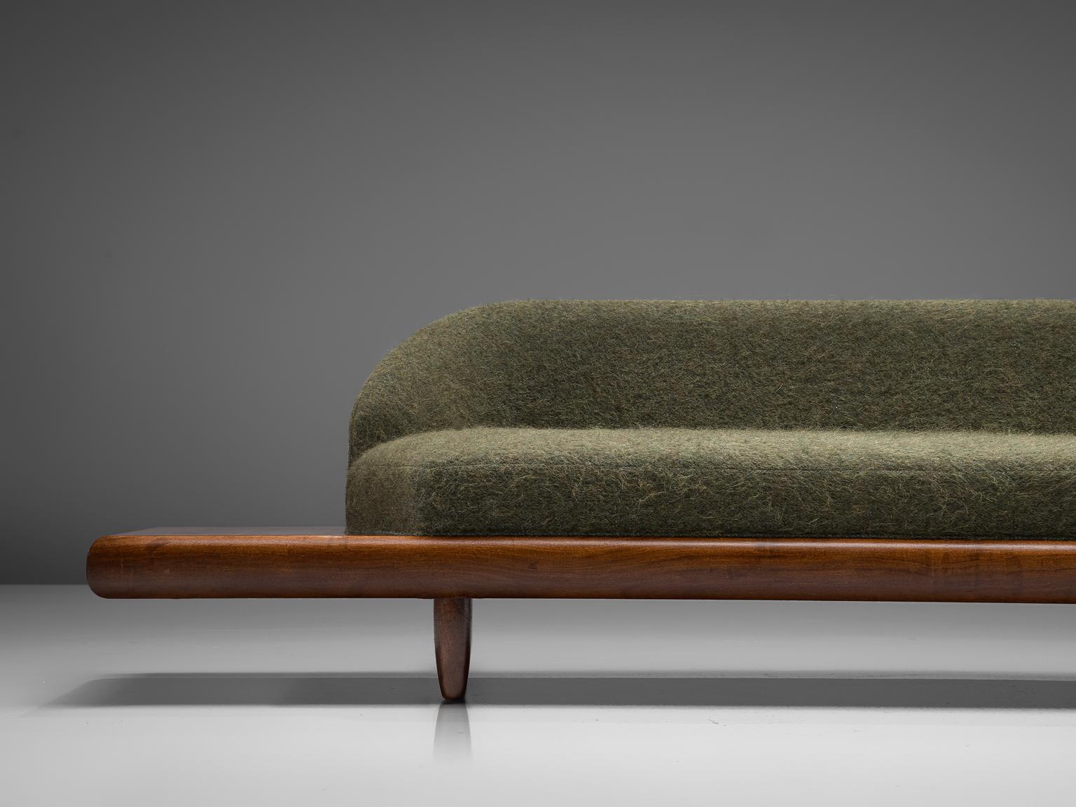 Mid-Century Modern Adrian Pearsall Reupholstered Moss Green Boomerang Sofa