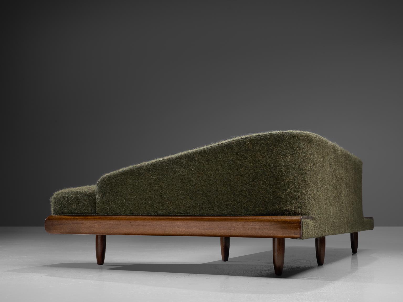 Mid-20th Century Adrian Pearsall Reupholstered Moss Green Boomerang Sofa