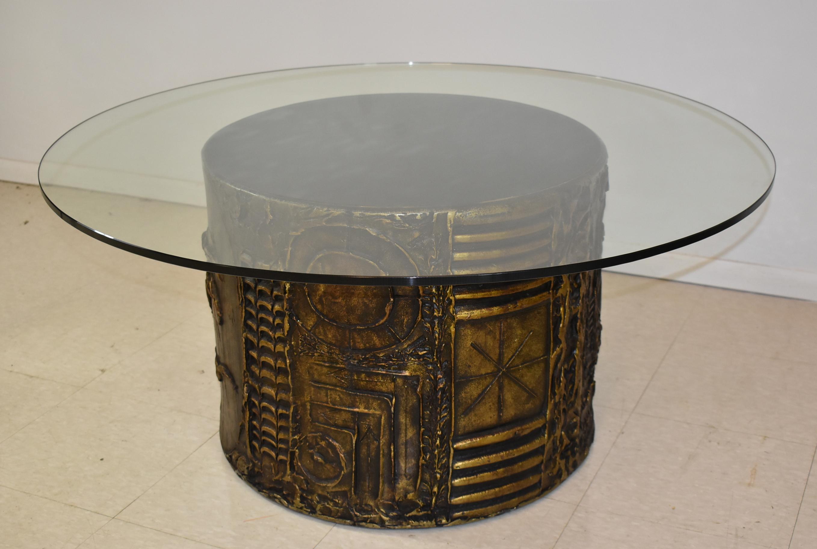 Adrian Pearsall round sculptural base coffee table. Glass. Very nice condition. Dimensions: 42