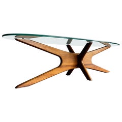 Adrian Pearsall Sculpted Coffee Table, Walnut and Glass