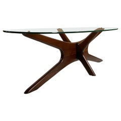 Adrian Pearsall Sculpted Coffee Table Walnut and Glass