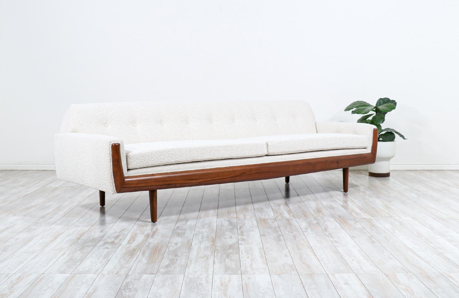Mid-Century Modern Adrian Pearsall Sculpted Walnut & Boucle Tweed Sofa for Craft Associates