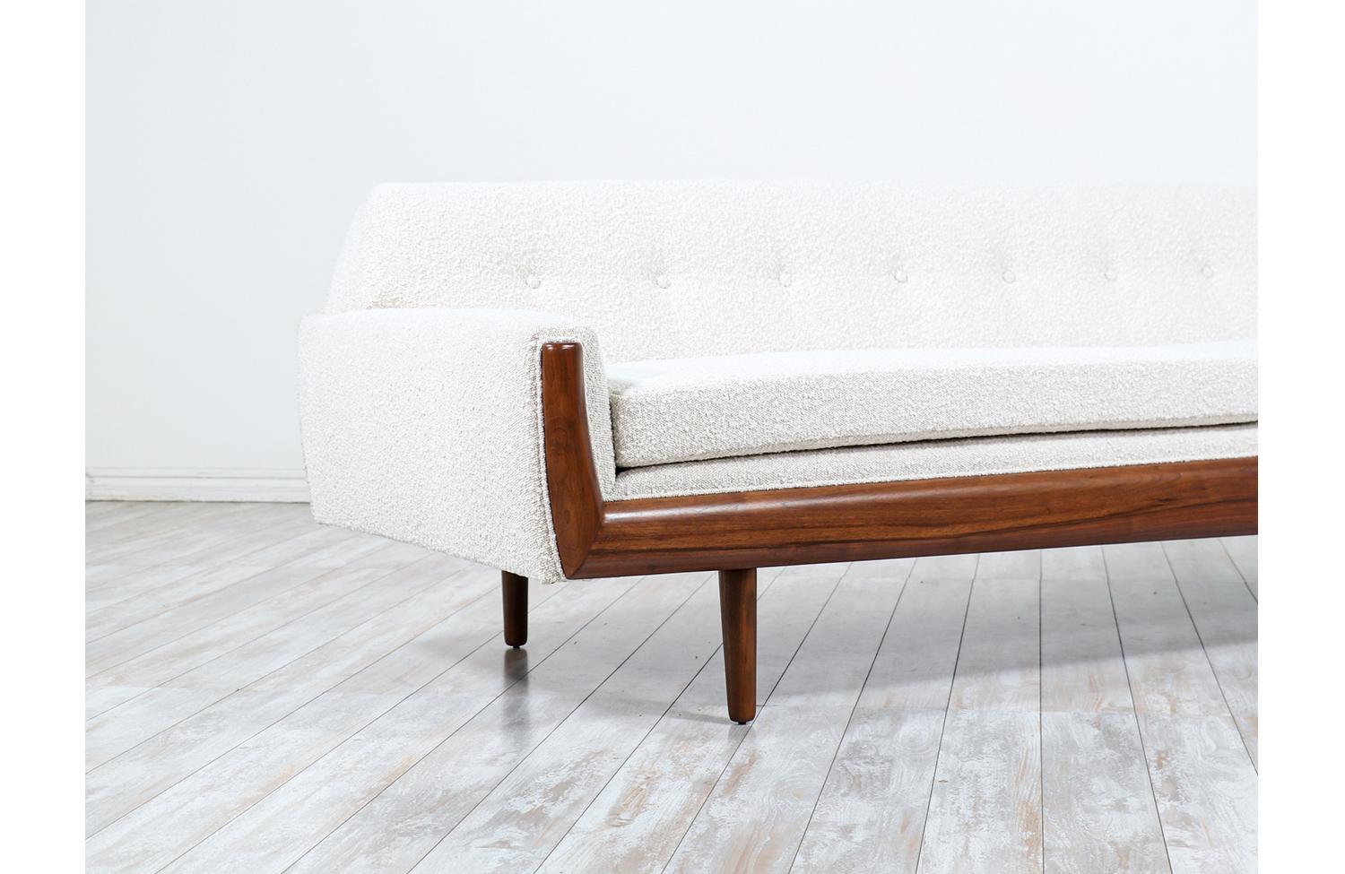 Adrian Pearsall Sculpted Walnut & Boucle Tweed Sofa for Craft Associates In Excellent Condition In Los Angeles, CA
