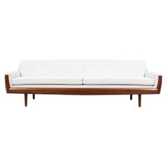 Vintage Adrian Pearsall Sculpted Walnut & Boucle Tweed Sofa for Craft Associates