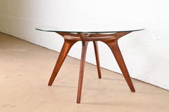 Adrian Pearsall Sculpted Walnut Glass Top "Compass" Dining Table, 1960s