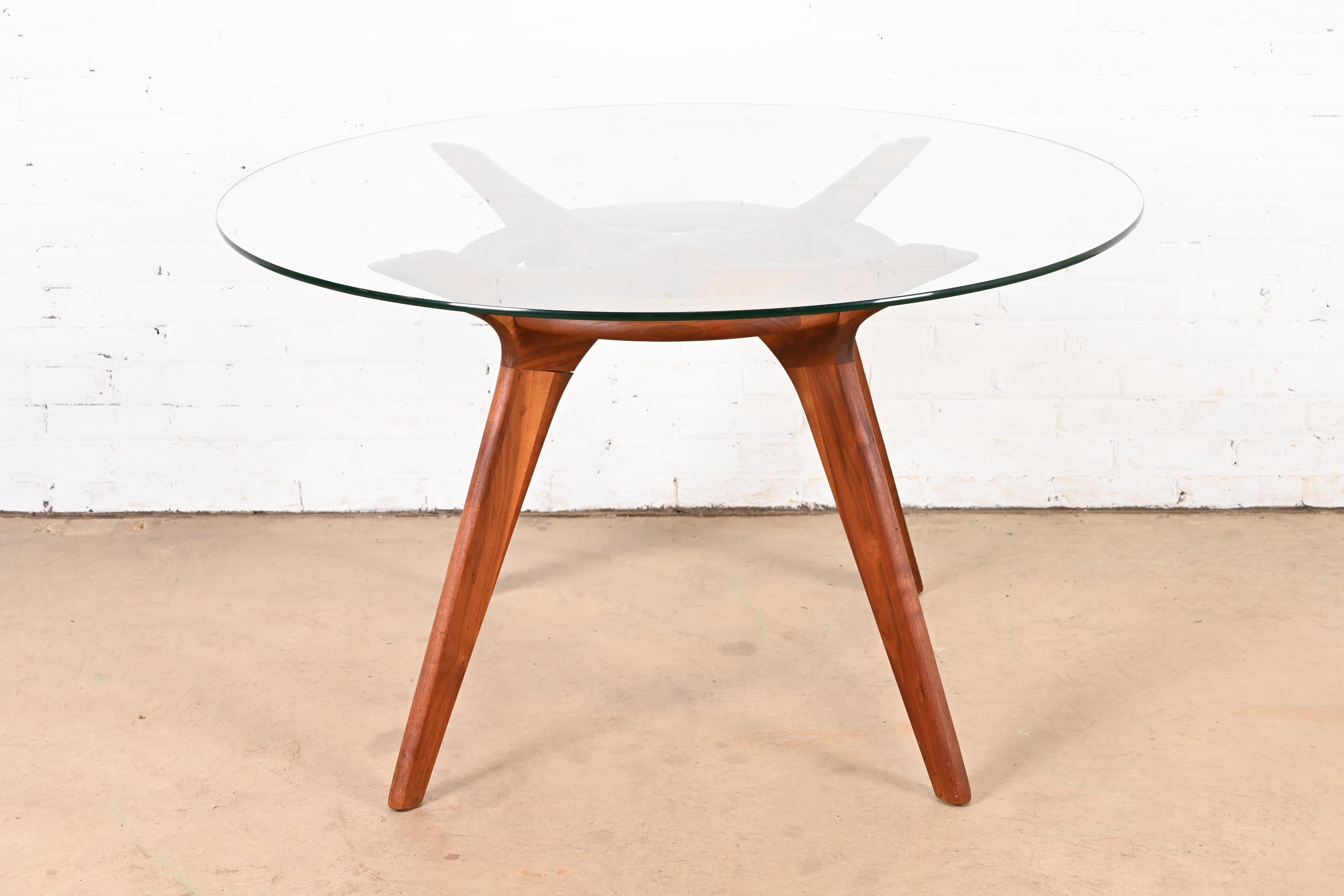 Mid-Century Modern Adrian Pearsall Sculpted Walnut Glass Top 