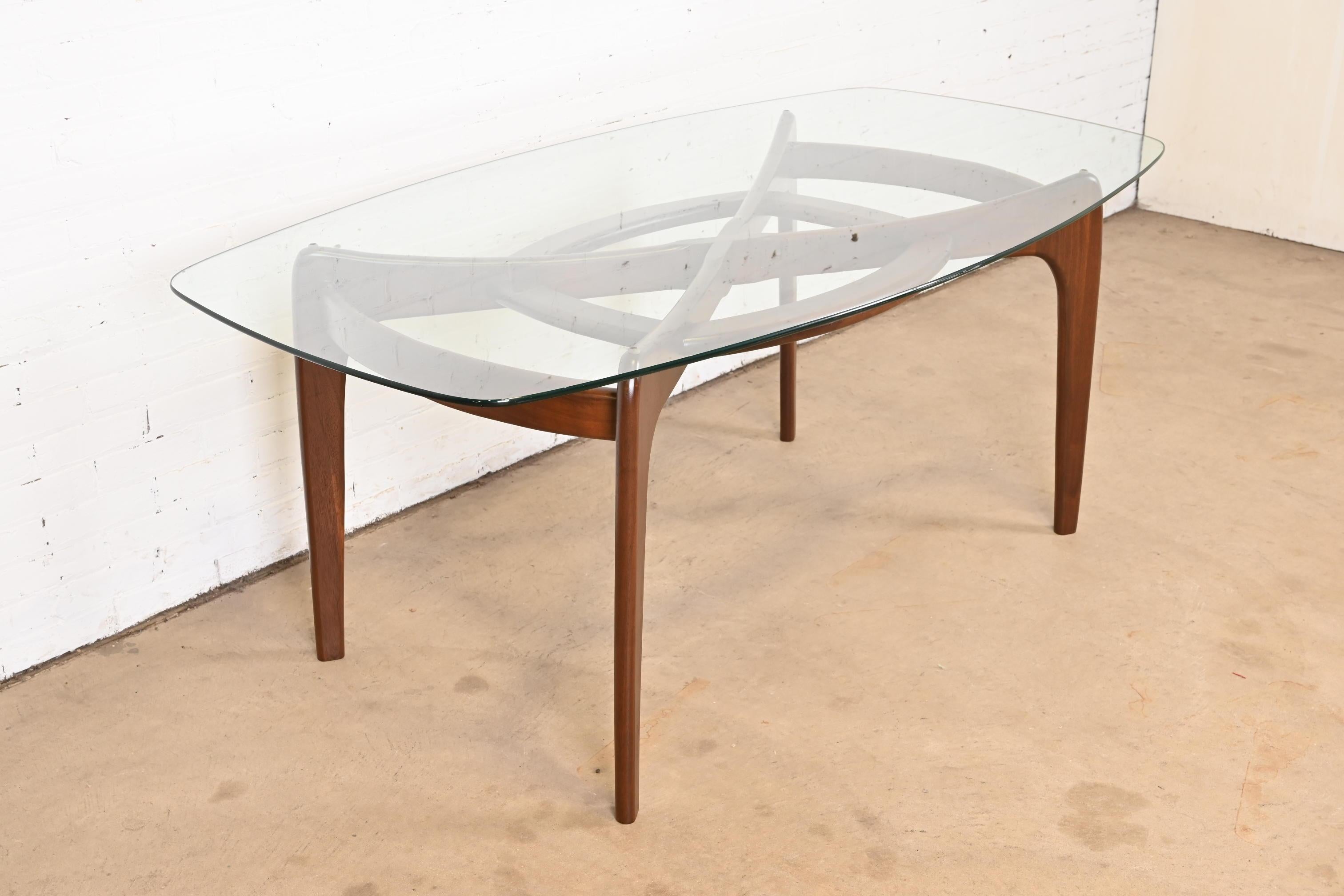 Mid-20th Century Adrian Pearsall Sculpted Walnut Glass Top 