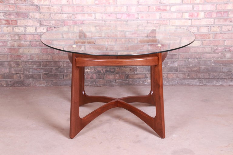 Adrian Pearsall Sculpted Walnut Glass Top Dining Table, Newly