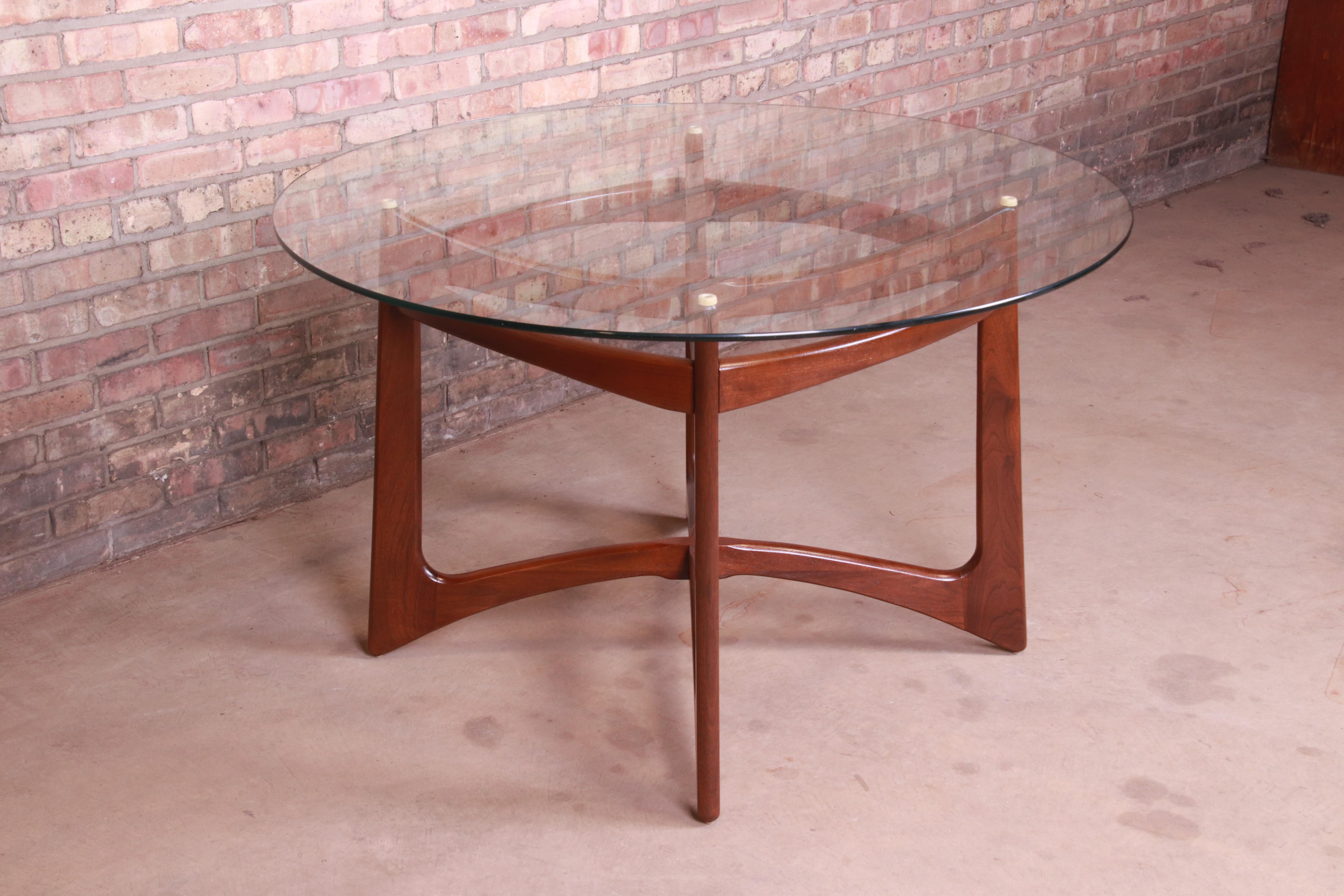 Adrian Pearsall Sculpted Walnut Glass Top Dining Table, Newly Refinished In Good Condition In South Bend, IN