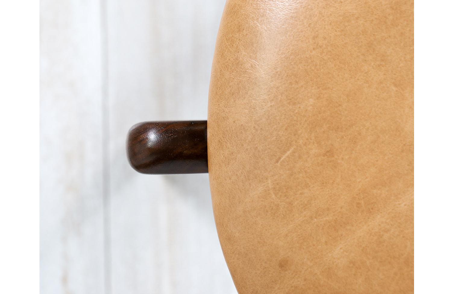 Adrian Pearsall Sculpted Walnut & Leather Stools for Craft Associates 1