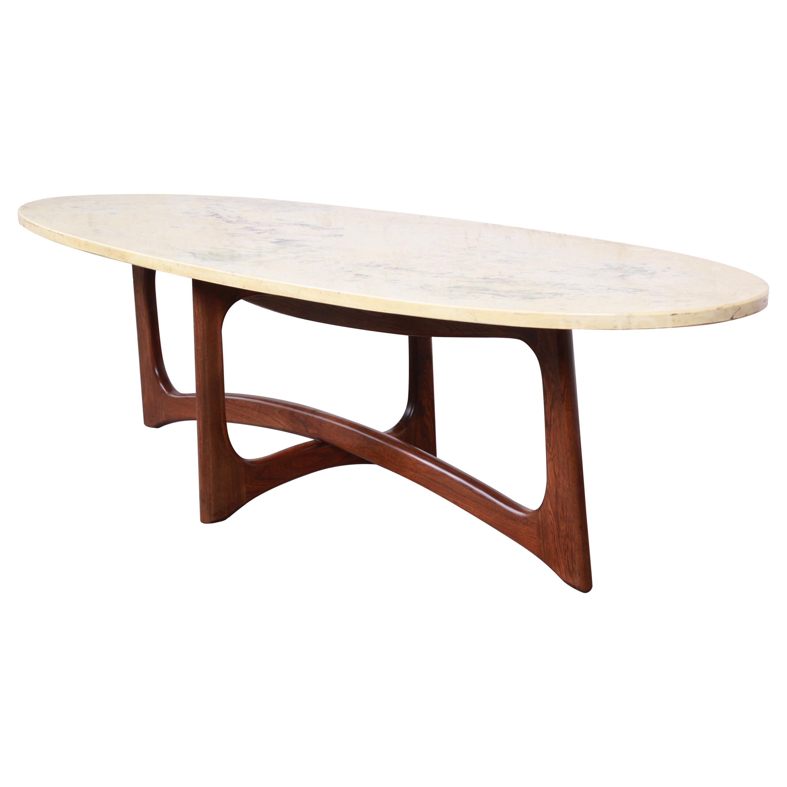 Adrian Pearsall Sculpted Walnut Marble Top Surfboard Coffee Table, 1960s