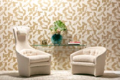 Adrian Pearsall Sculptural Mom & Pop Lounge Chairs in Ivory Bouclé, c. 1960s