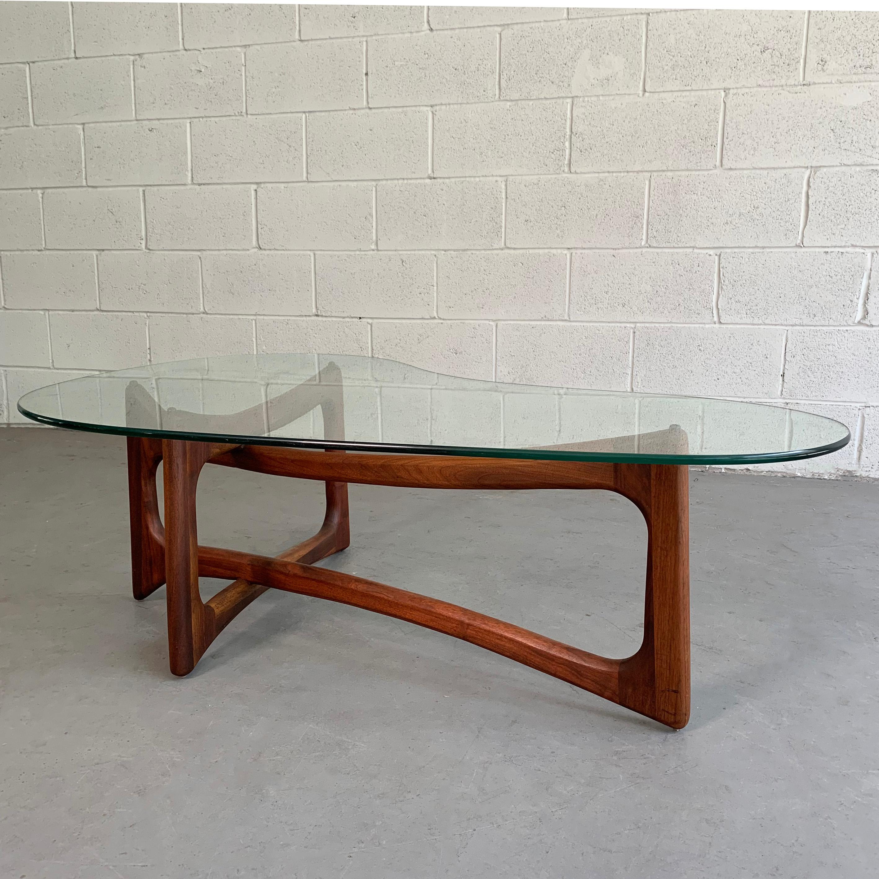American Adrian Pearsall Sculptural Walnut and Glass Coffee Table