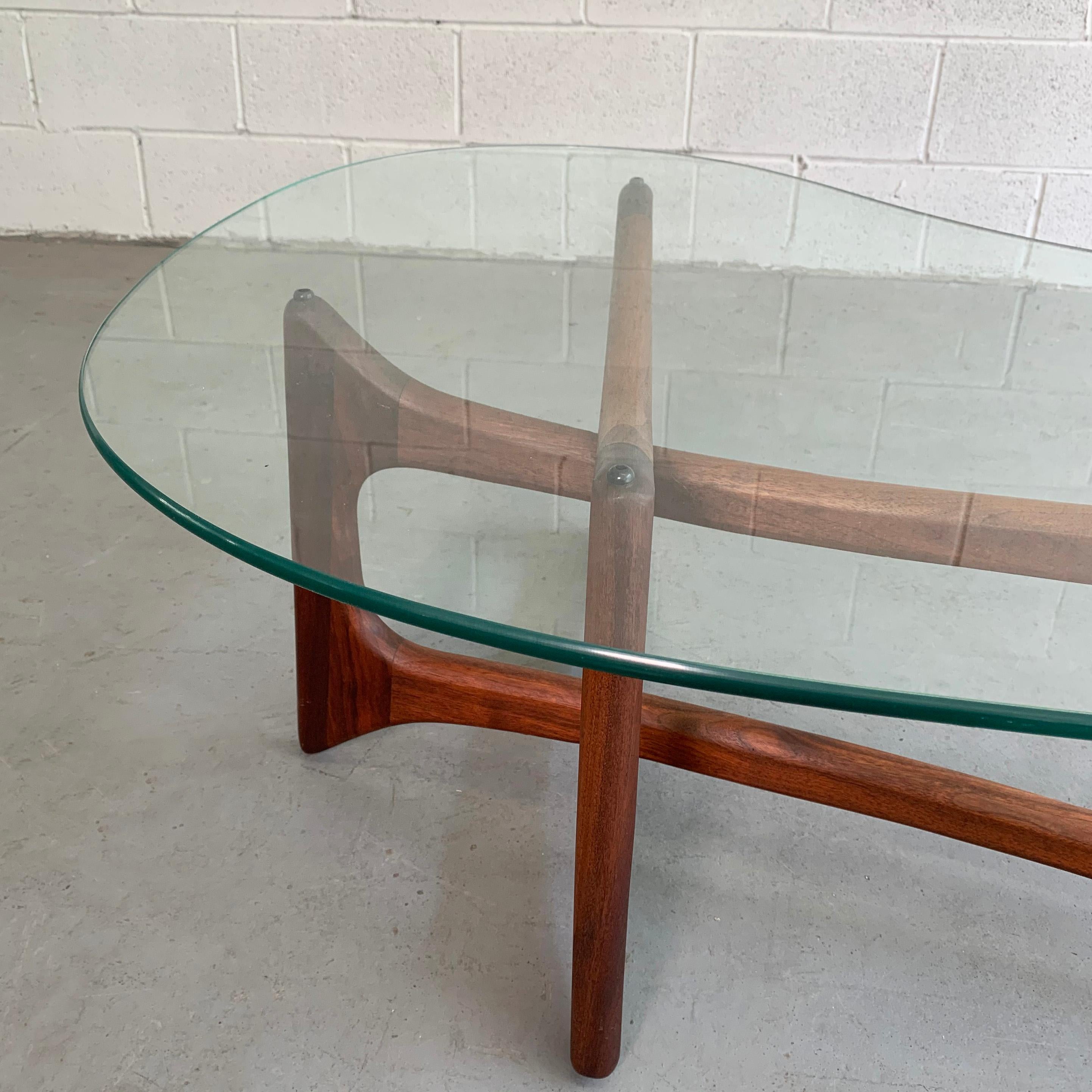 Adrian Pearsall Sculptural Walnut and Glass Coffee Table In Good Condition In Brooklyn, NY