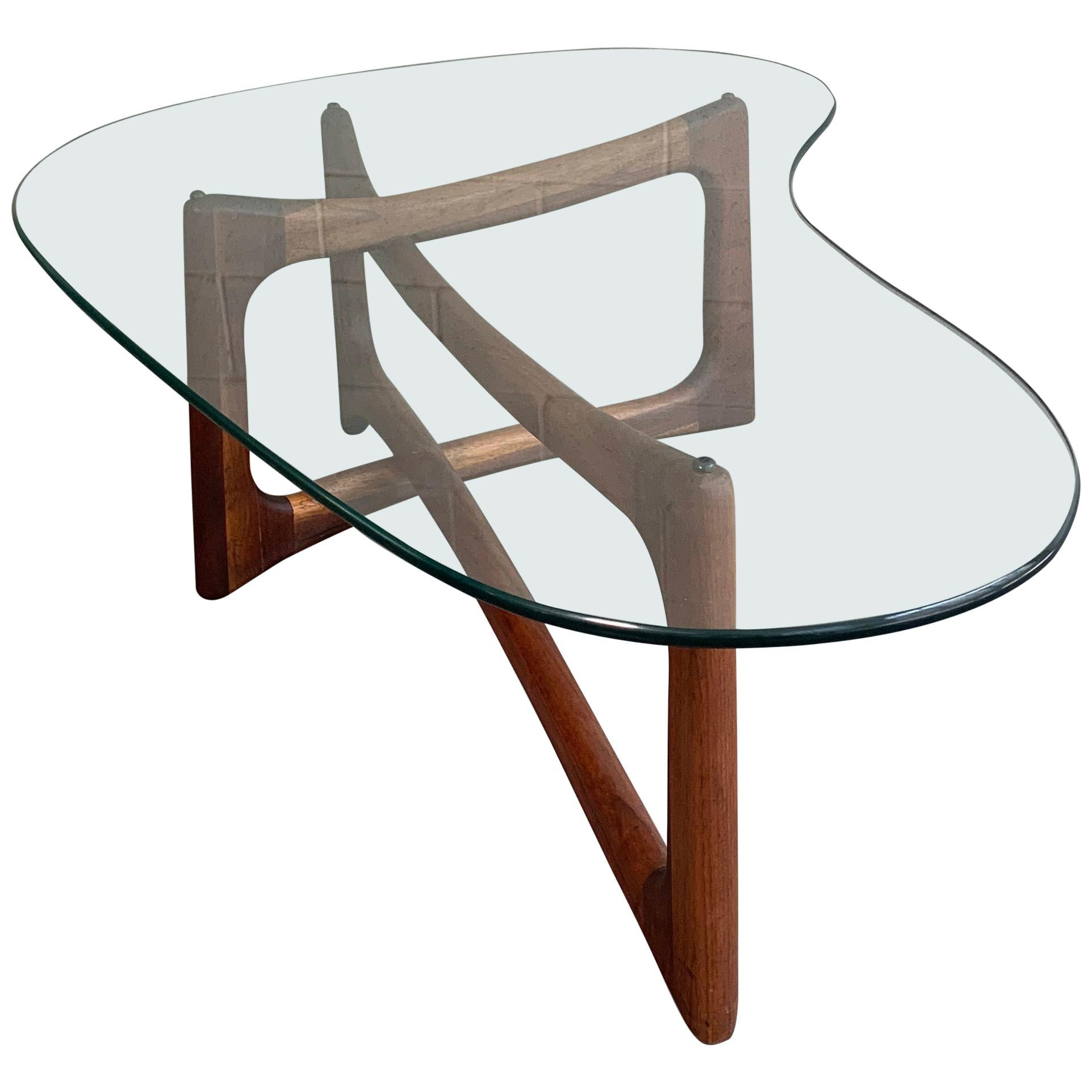 Adrian Pearsall Sculptural Walnut and Glass Coffee Table