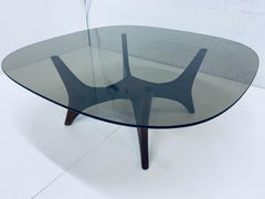 Adrian Pearsall Sculptural Walnut Coffee Table with Glass Top and Planter Space
