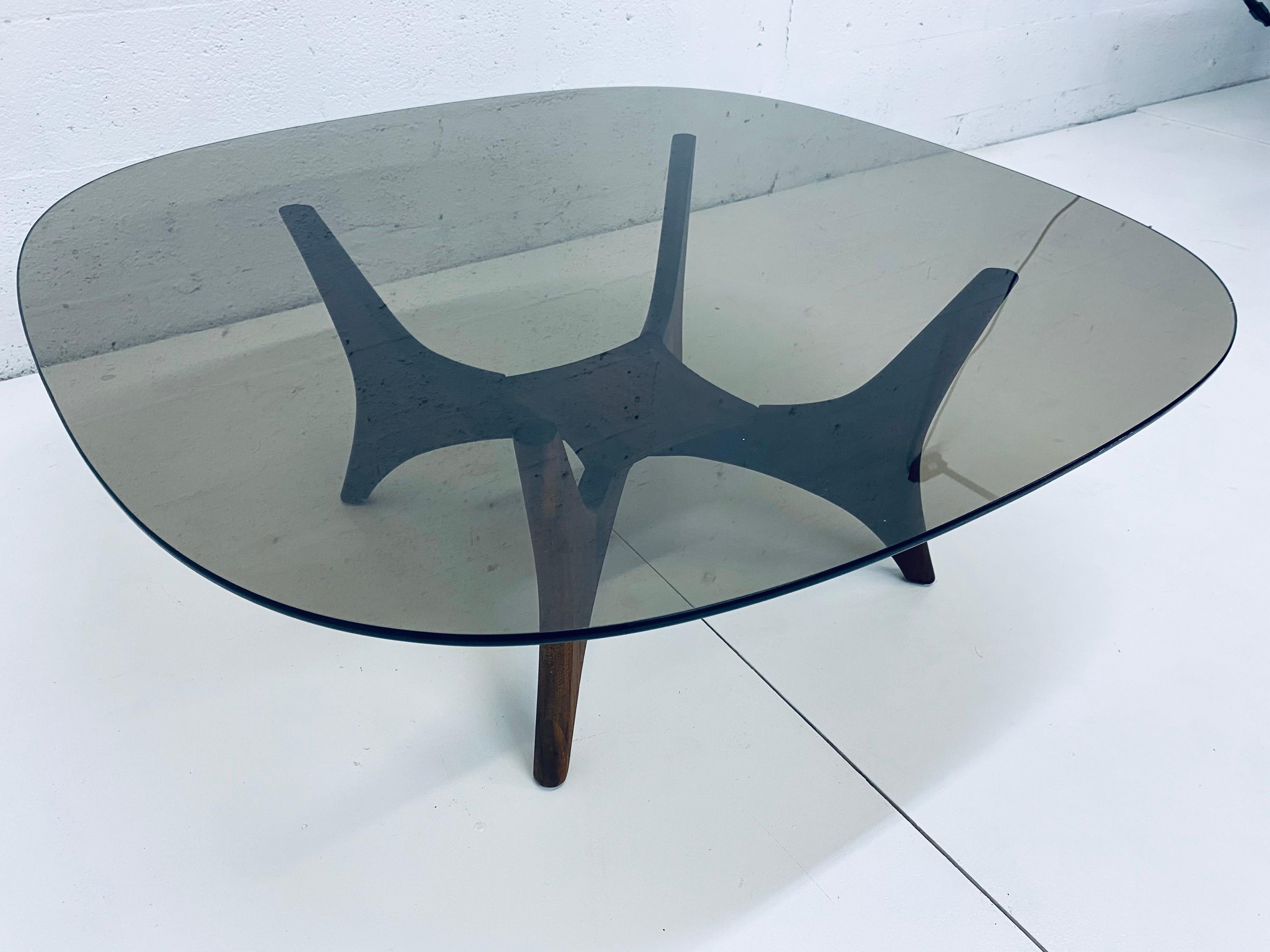 Mid-Century Modern Adrian Pearsall Sculptural Walnut Coffee Table with Glass Top and Planter Space