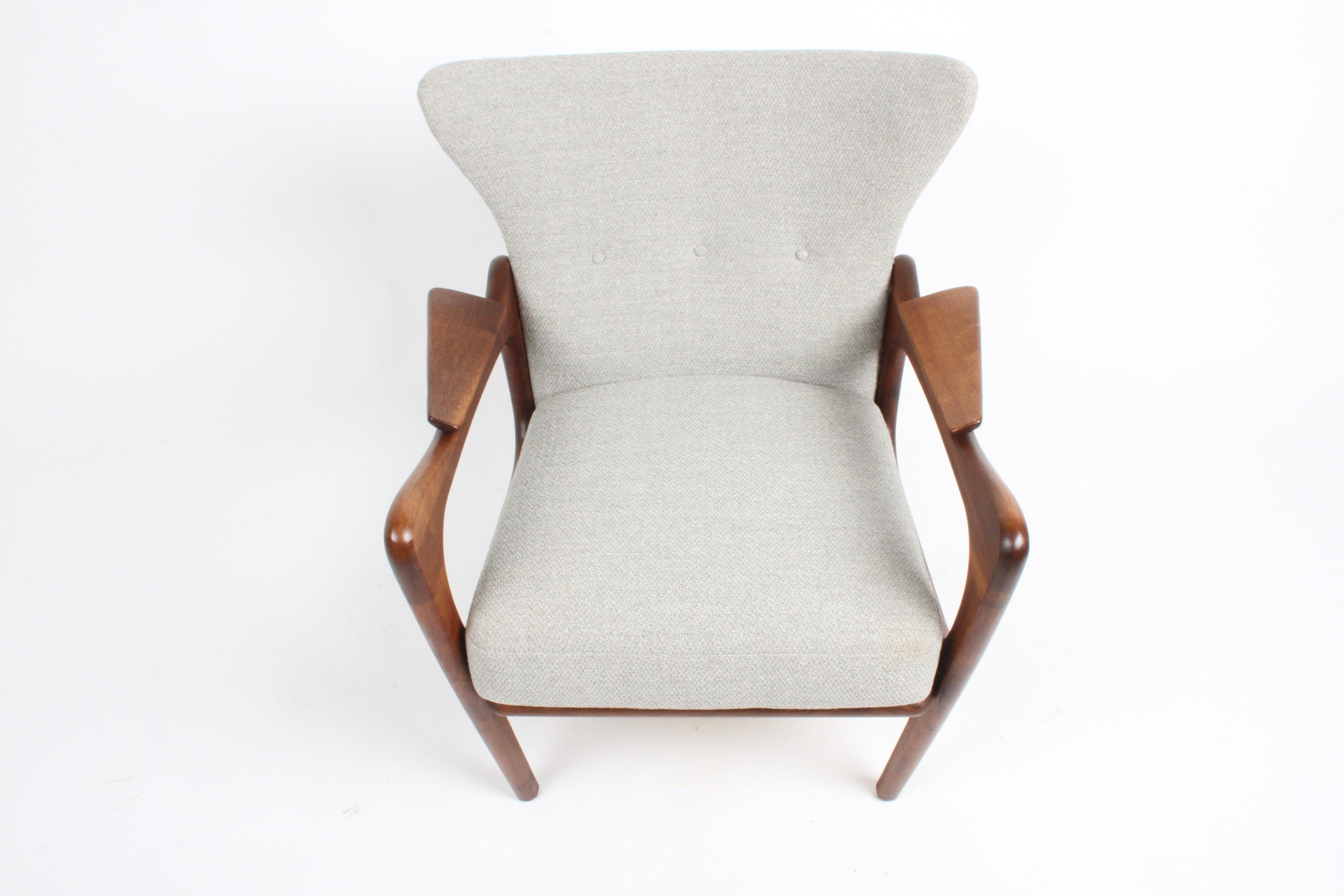 Mid-Century Modern Adrian Pearsall Sculptural Walnut Frame Wingback Lounge Chair for Craft Assoc. 