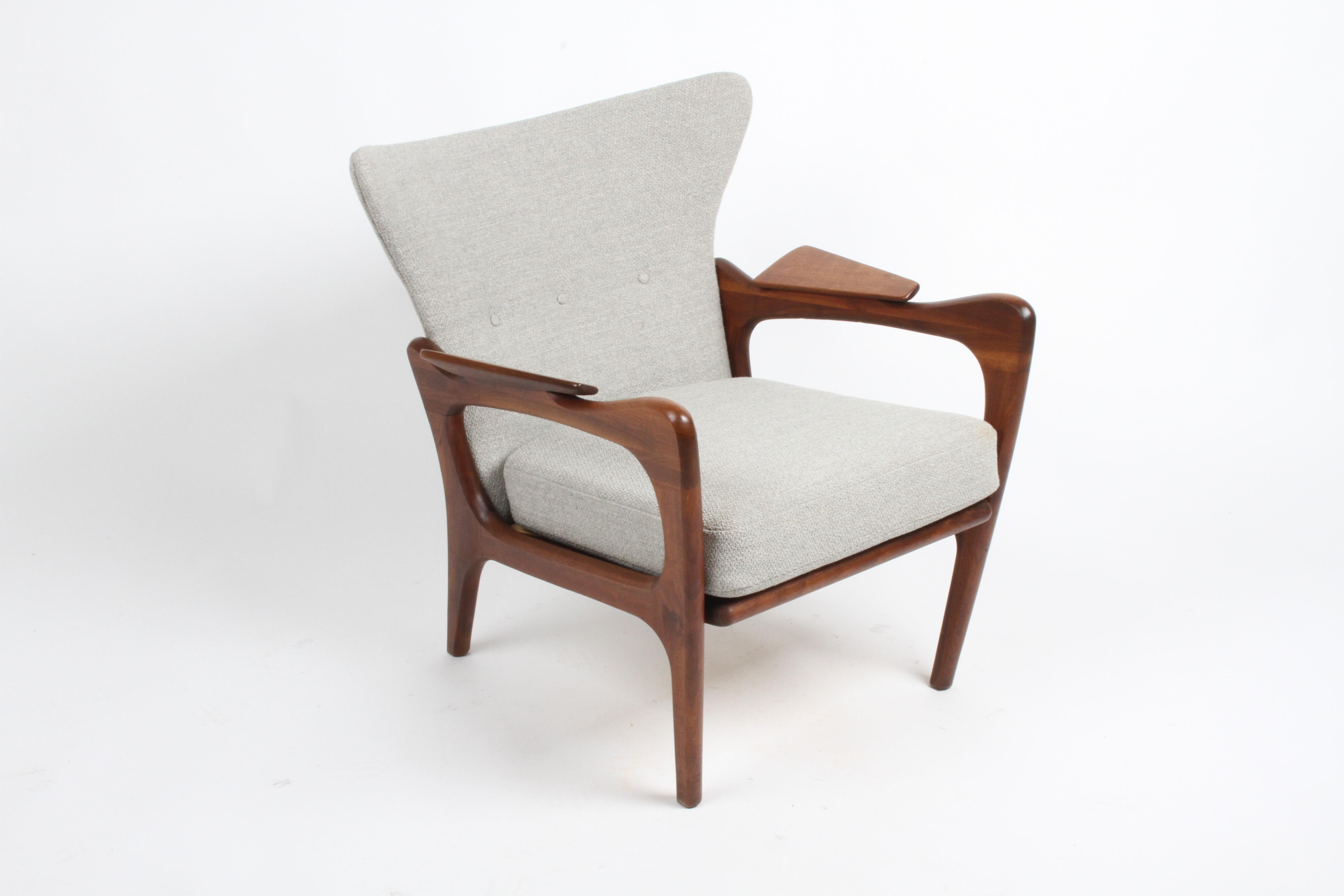 American Adrian Pearsall Sculptural Walnut Frame Wingback Lounge Chair for Craft Assoc. 