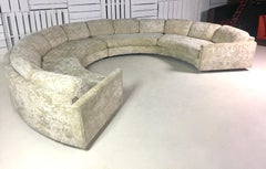 Adrian Pearsall Semi-Circular Ivory Crushed Velvet Curved Sectional Sofa