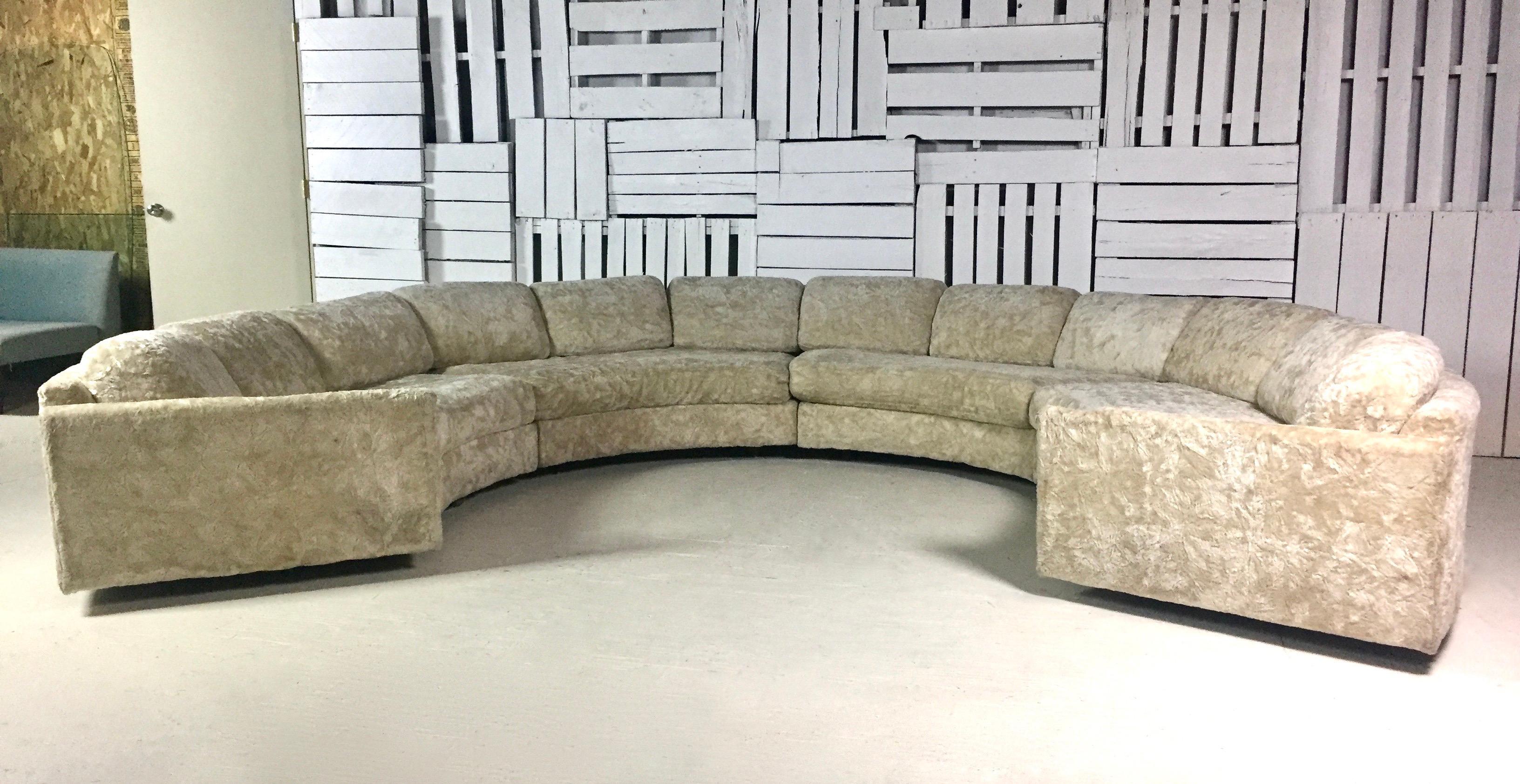 semi-circular velvet sofa sectional