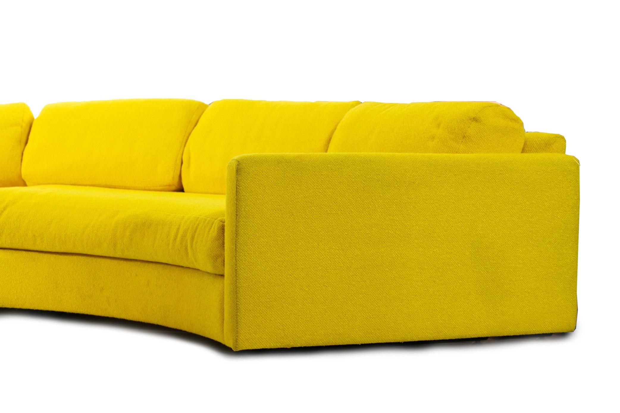 Adrian Pearsall semi-circular sectional sofa by Craft & Associates, circa 1970s. Inset base gives a futuristic floating experience and creates an instant conversation pit be it an open floor plan or traditional room. This particular circular sofa is