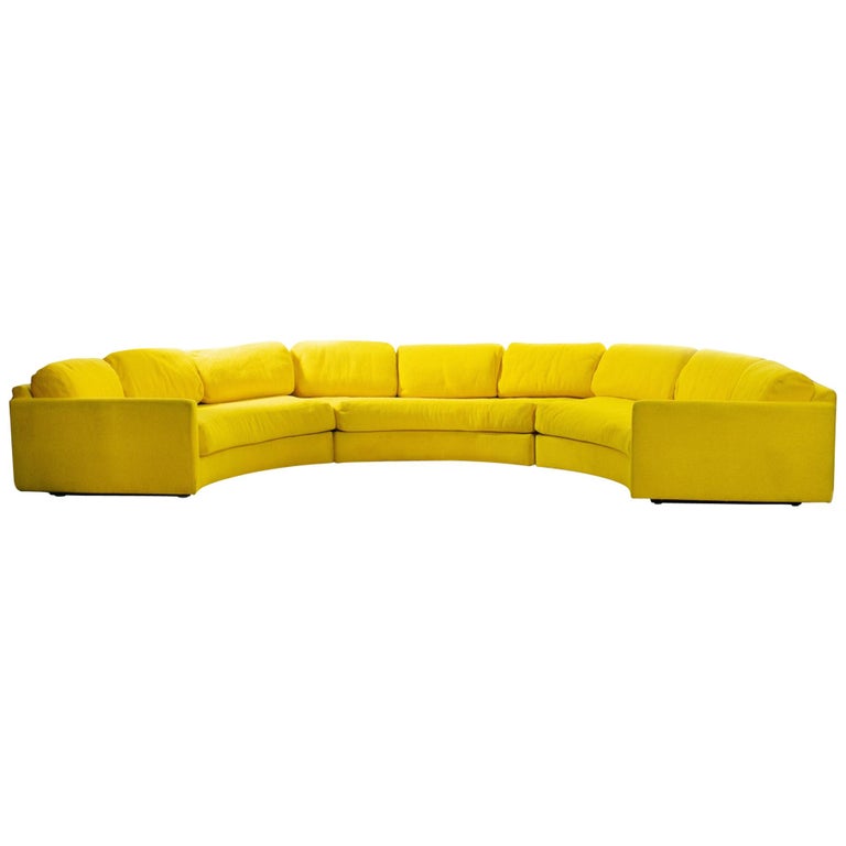 Adrian Pearsall Pit Style Yellow SemiCircular Sofa 3 Piece Sectional
