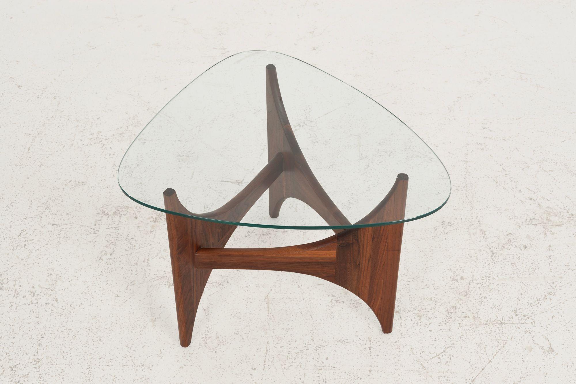 Glass Adrian Pearsall Side Table for Craft Associates in Oiled Walnut 1965