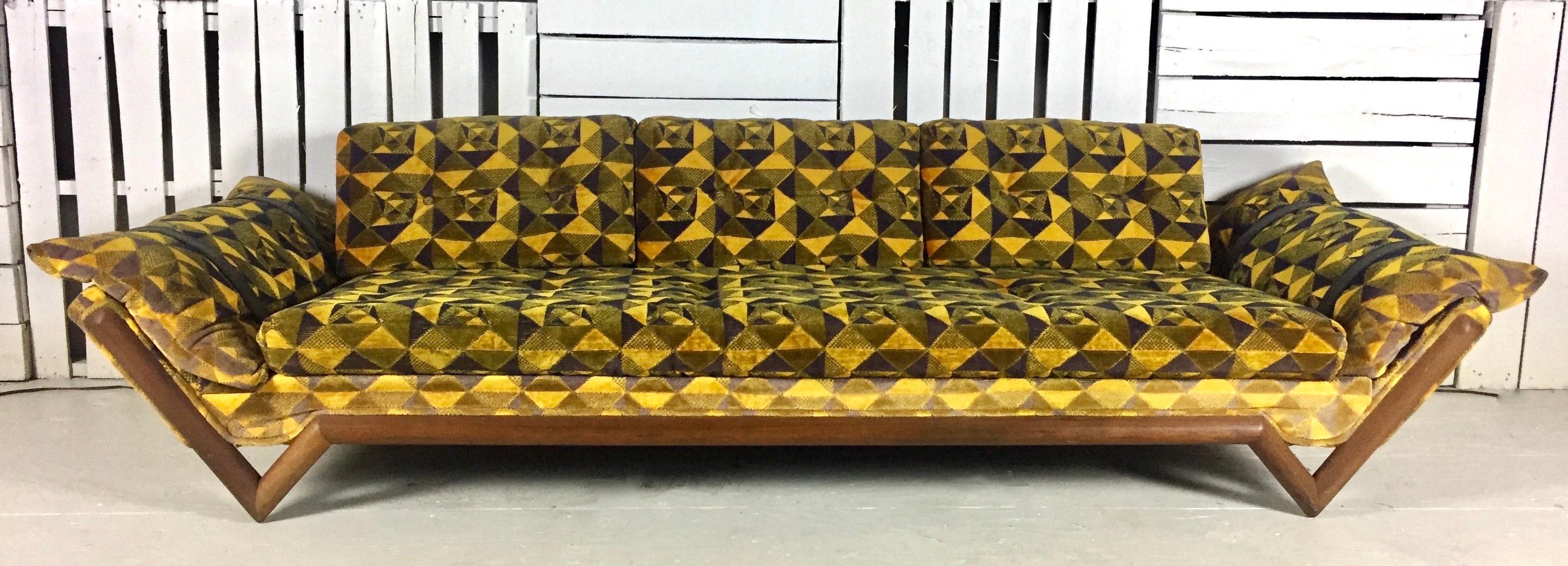 Mid-Century Modern Adrian Pearsall Signed Craft Associates Black and Yellow Midcentury Sofa