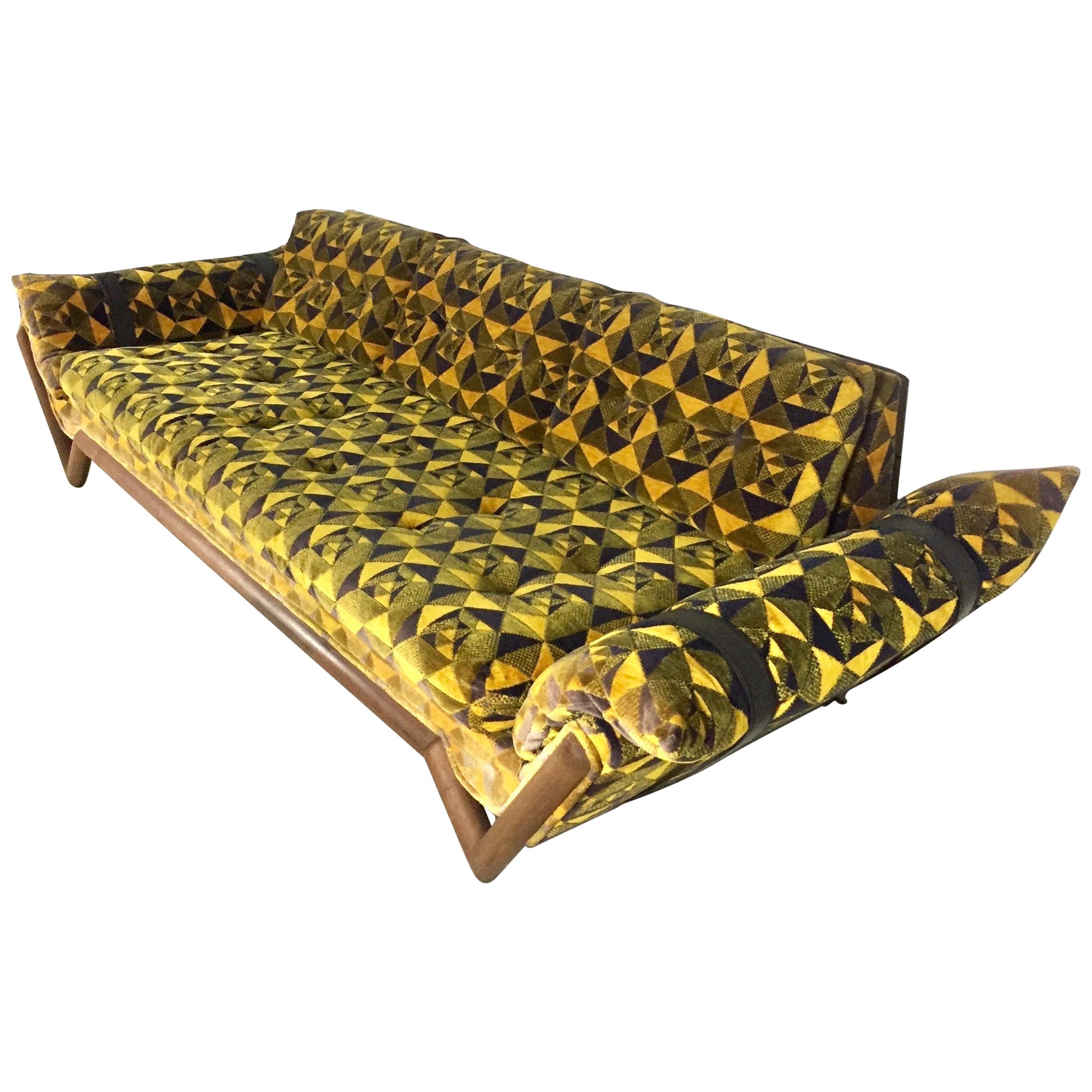 Adrian Pearsall Signed Craft Associates Black and Yellow Midcentury Sofa