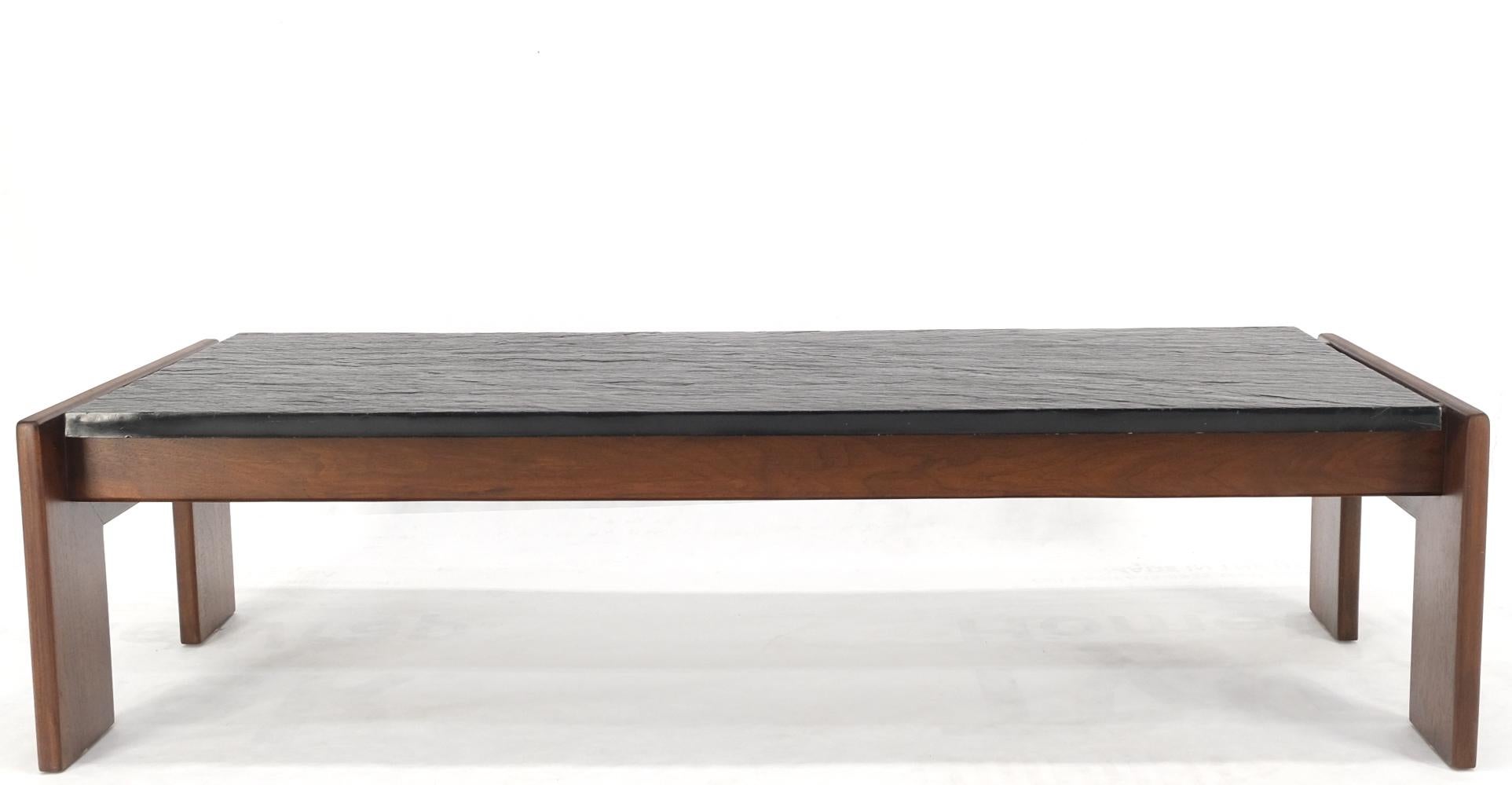 Adrian Pearsall Slate Textured Top Walnut Base Rectangle Coffee Table Mint 4