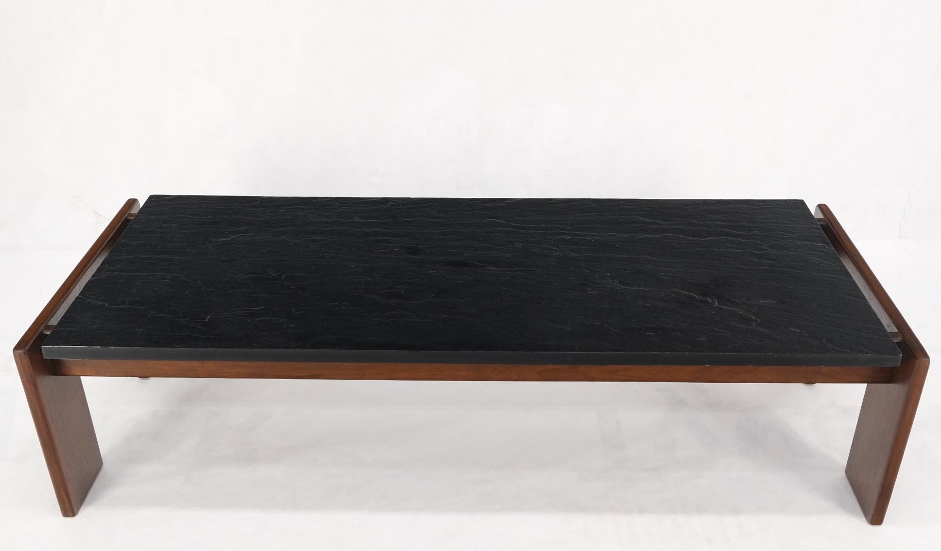 Adrian Pearsall Slate Textured Top Walnut Base Rectangle Coffee Table Mint 2