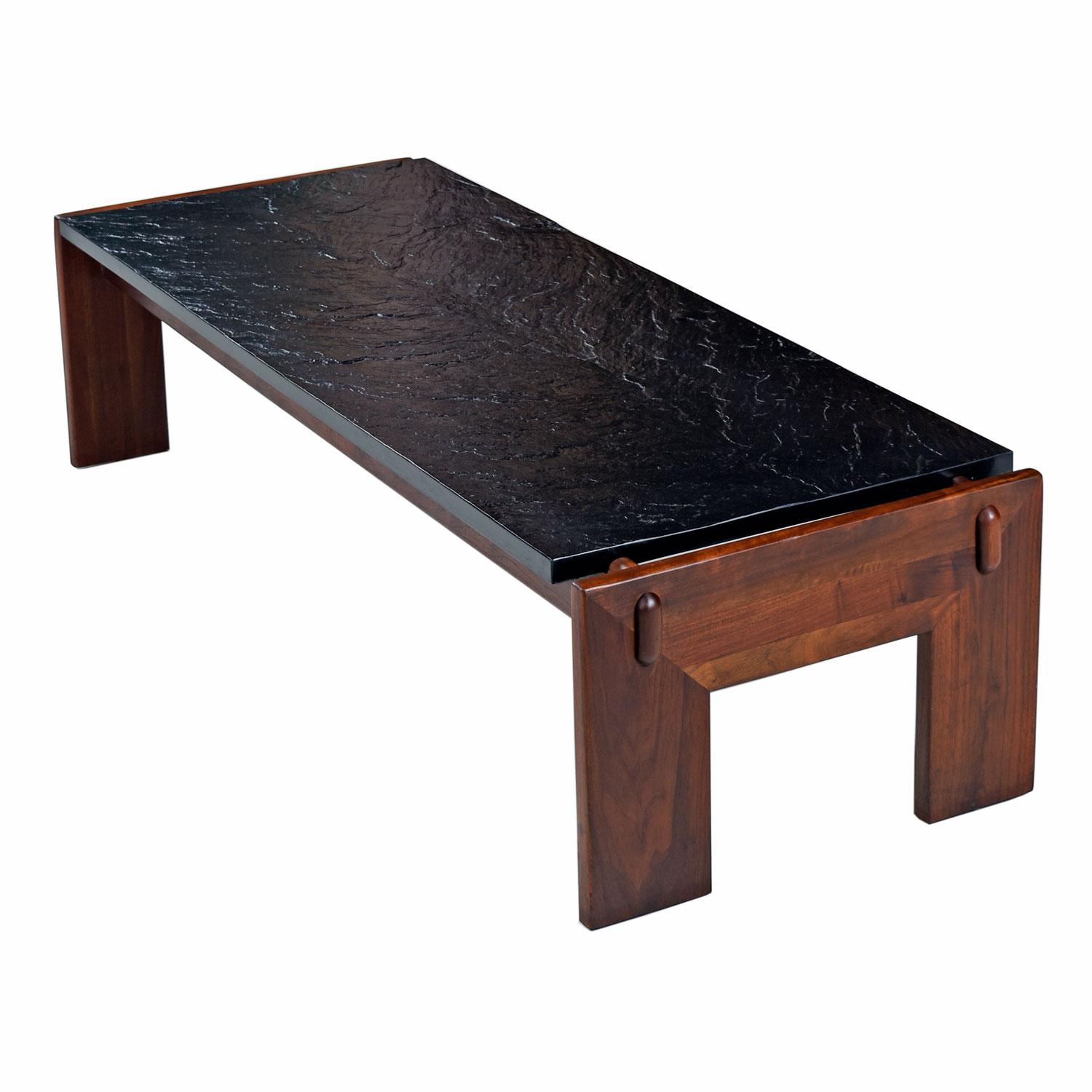 Adrian Pearsall Slate Top Walnut Base 3 Piece End Table Coffee Table Living Room At 1stdibs