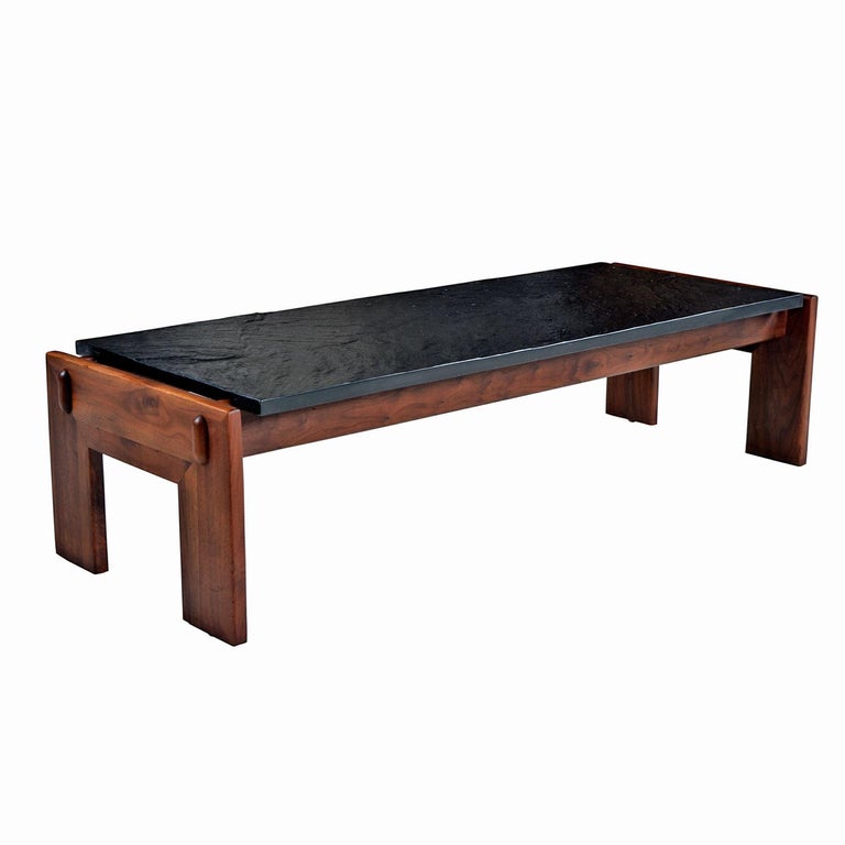 Adrian Pearsall Slate Top Walnut Base 3 Piece End Table
