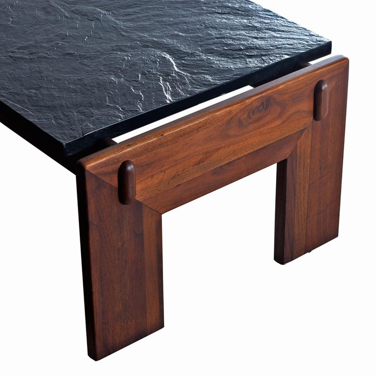 Adrian Pearsall Slate Top Walnut Base 3 Piece End Table
