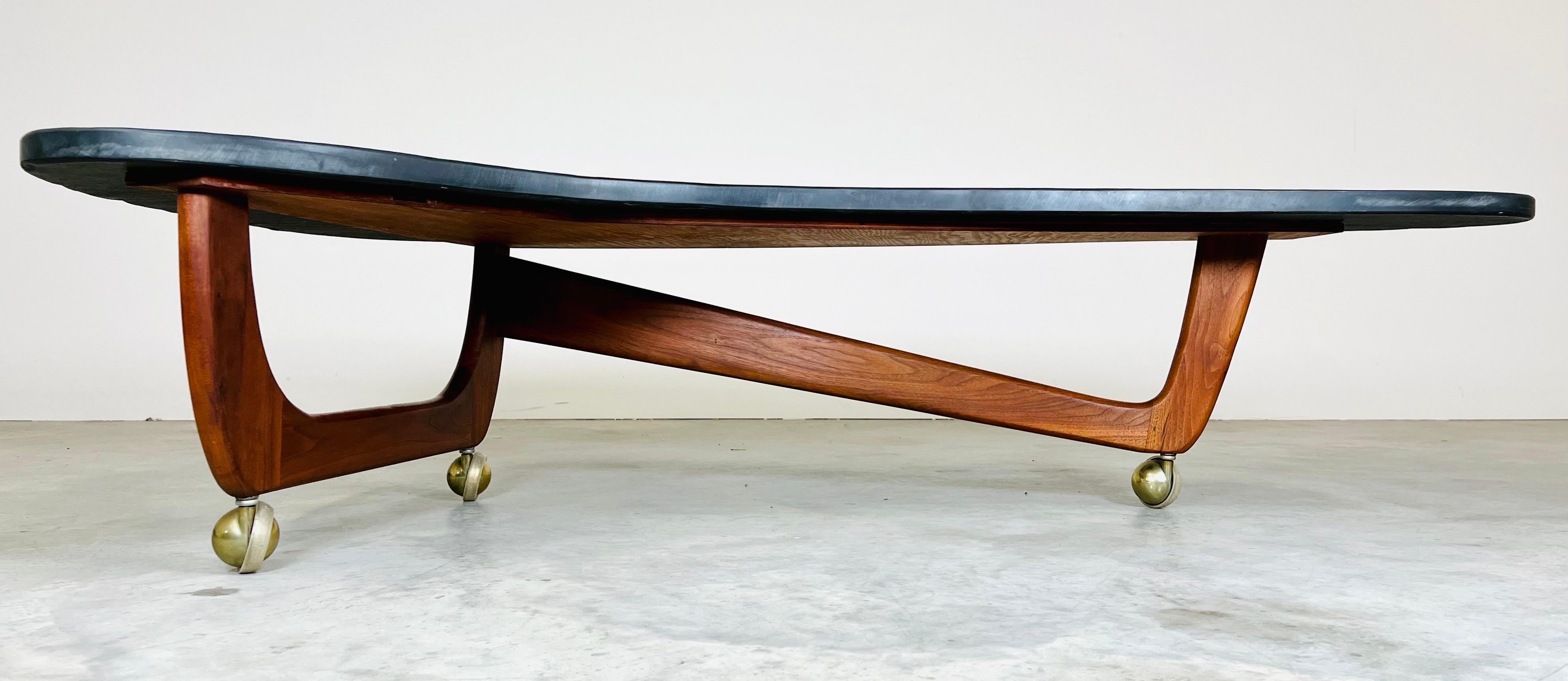 Adrian Pearsall Slate Top & Walnut Biomorphic Boomerang Coffee or Cocktail Table 3