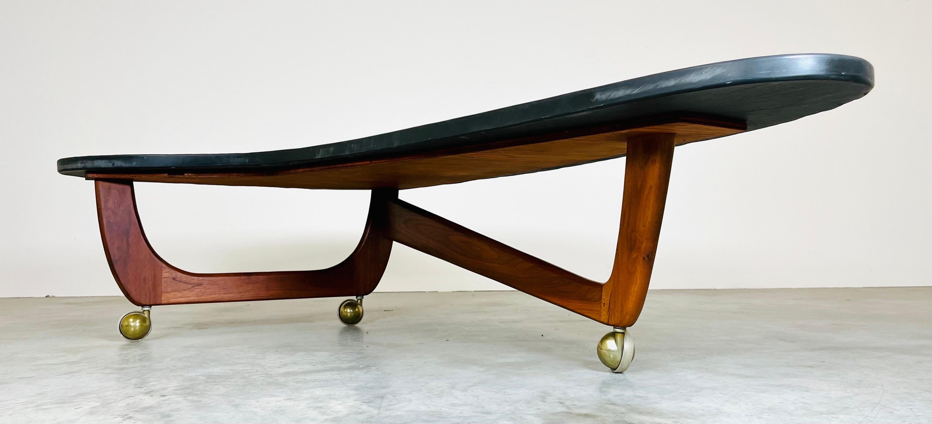 Adrian Pearsall Slate Top & Walnut Biomorphic Boomerang Coffee or Cocktail Table 4
