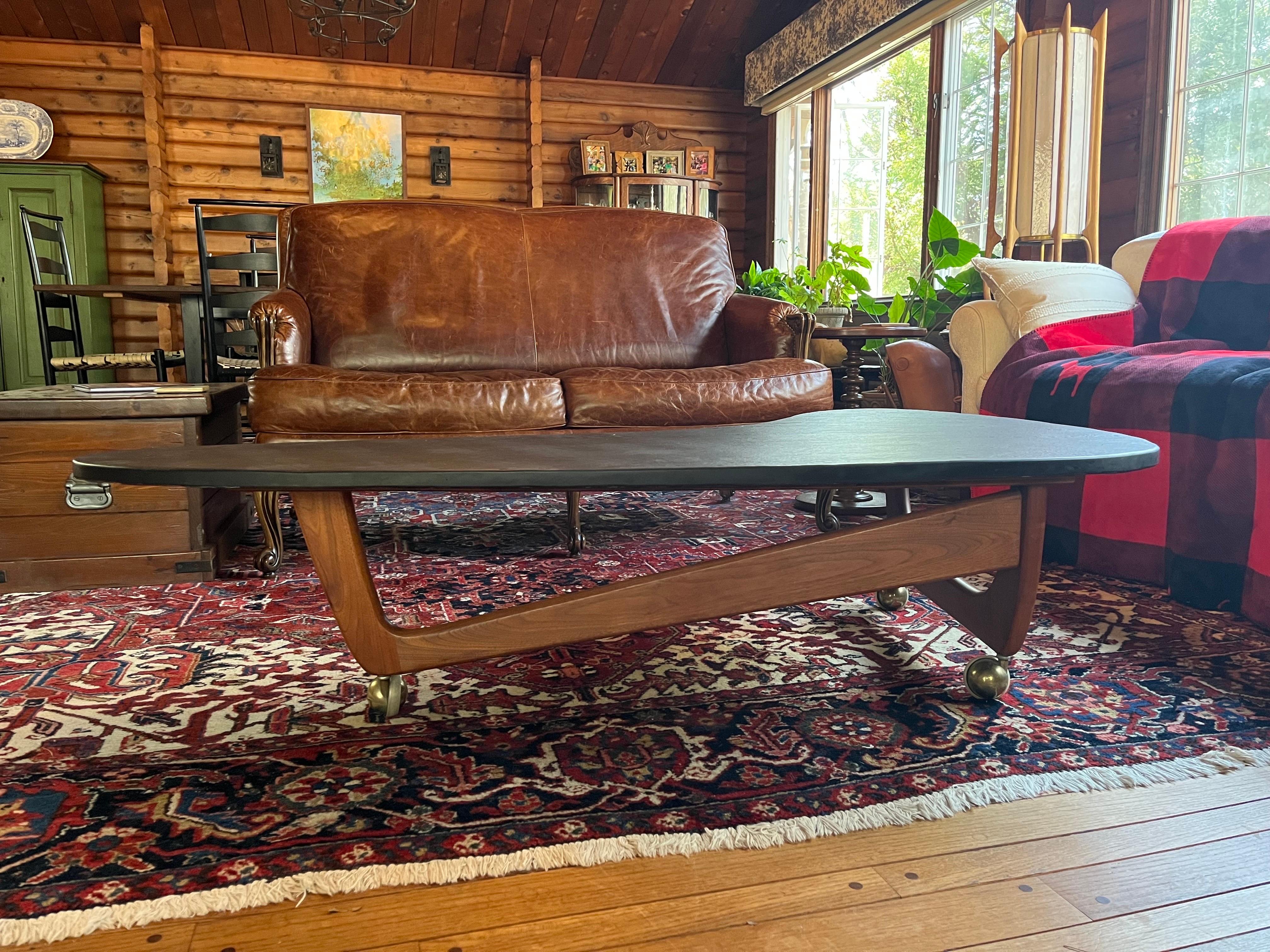 Adrian Pearsall Slate Top & Walnut Biomorphic Boomerang Coffee or Cocktail Table 5