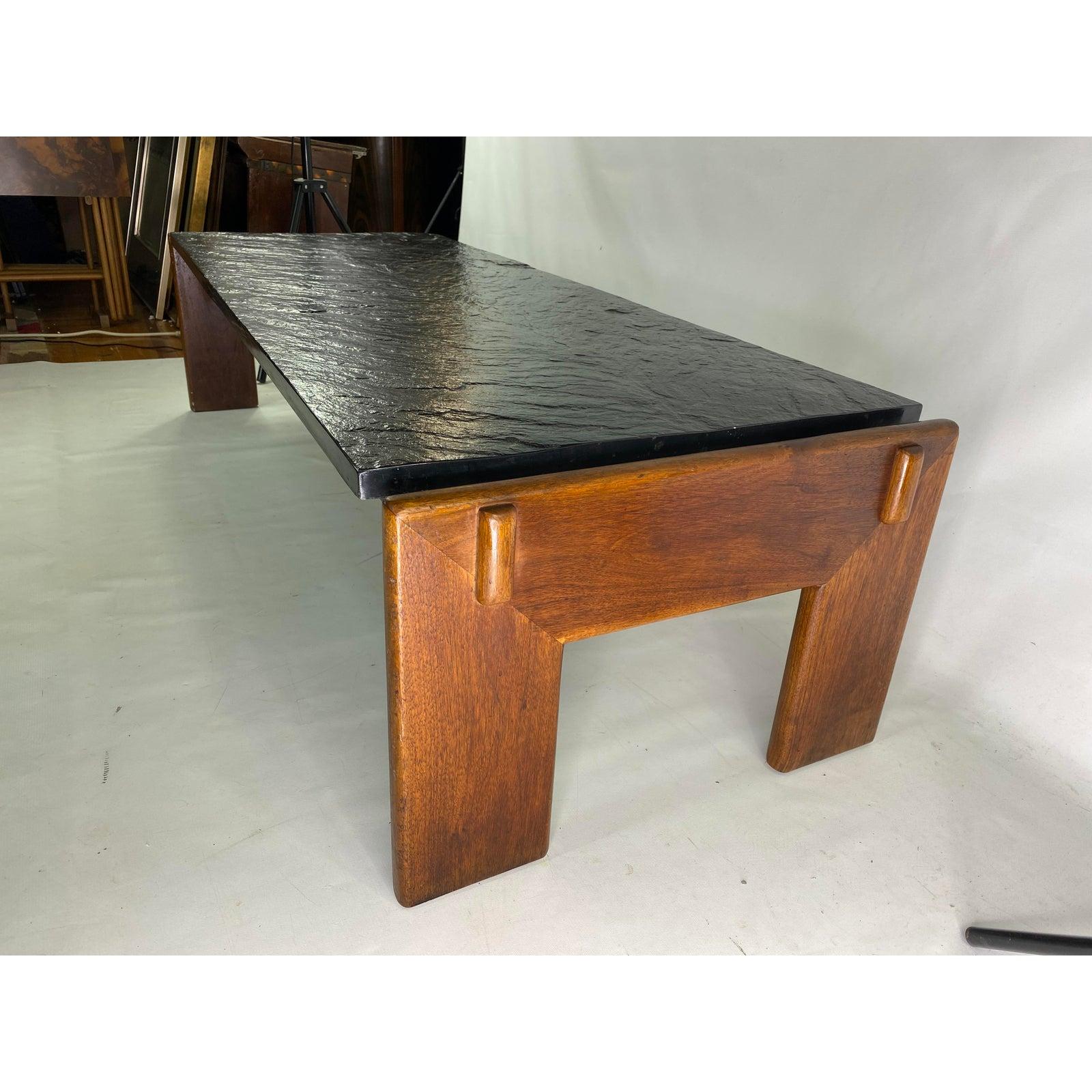 Adrian Pearsall slate top walnut coffee table.