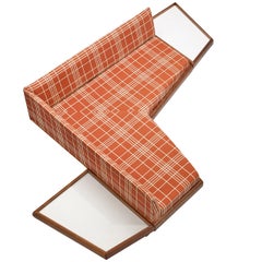 Adrian Pearsall Sofa in Checkered Upholstery with Side Tables