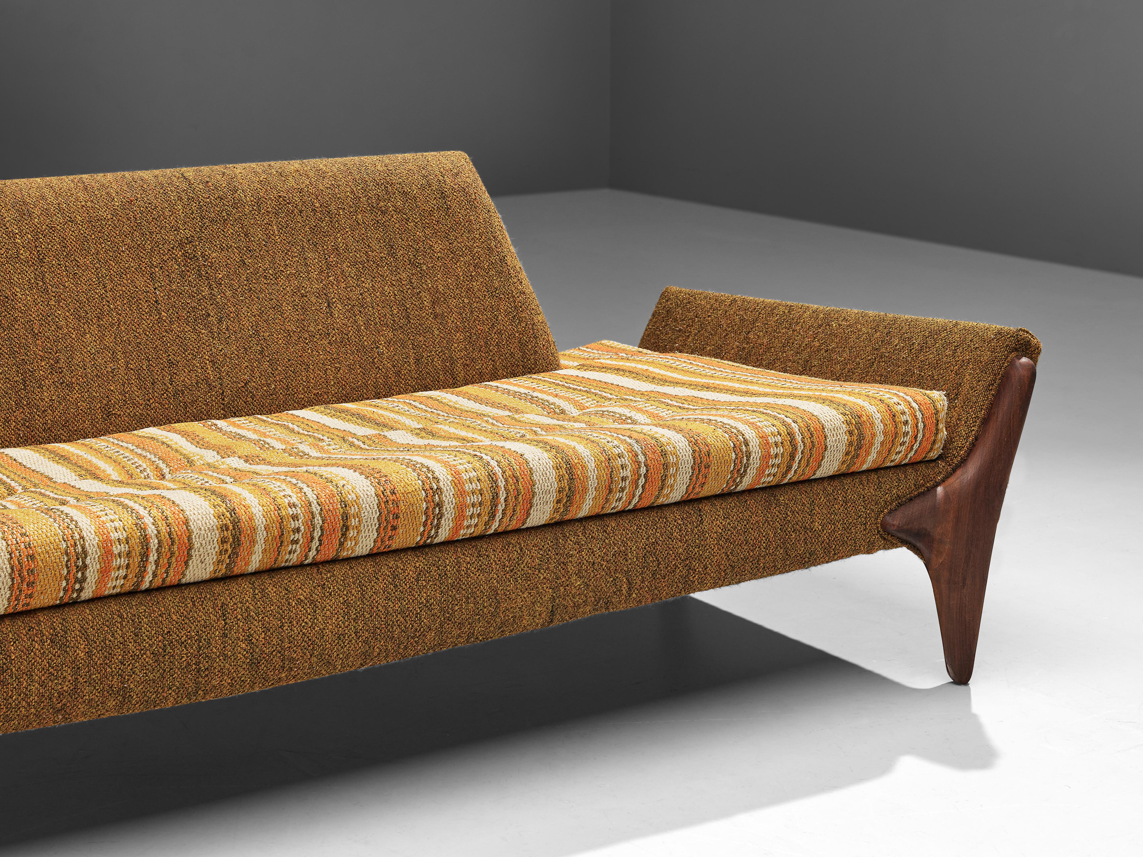 Mid-20th Century Adrian Pearsall Sofa in Ocher Yellow Striped Upholstery