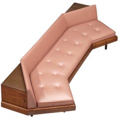Adrian Pearsall Sofa in Walnut and Rose Leatherette