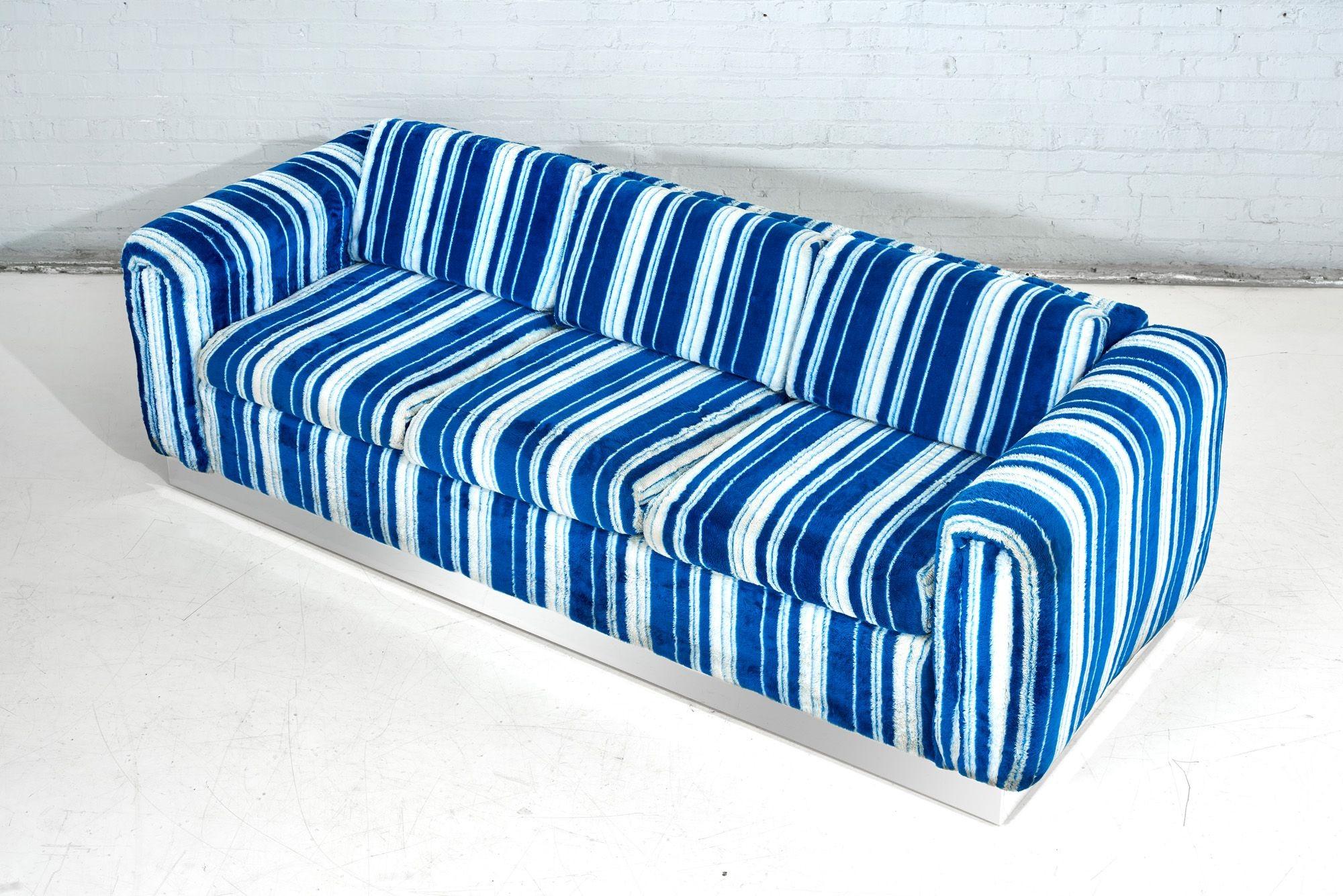 American Adrian Pearsall Sofa on Chrome Plinth Base, 1970 For Sale